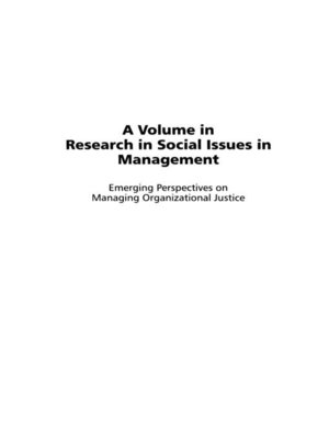 cover image of Emerging Perspectives on Managing Organizational Justice
